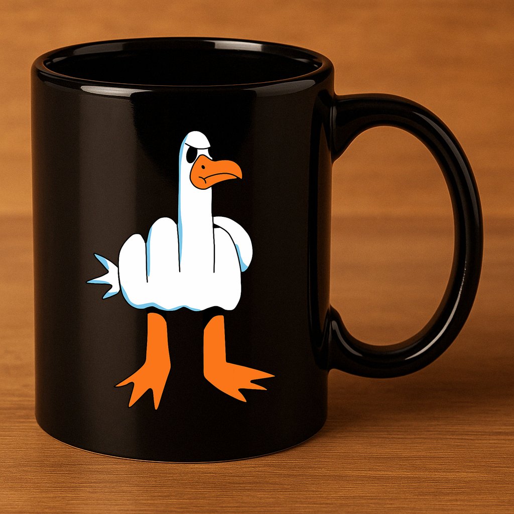 Funny Finger Of Disagree Swan 11oz C Handle Ceramic Mug