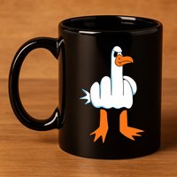 Funny Finger Of Disagree Swan 11oz C Handle Ceramic Mug