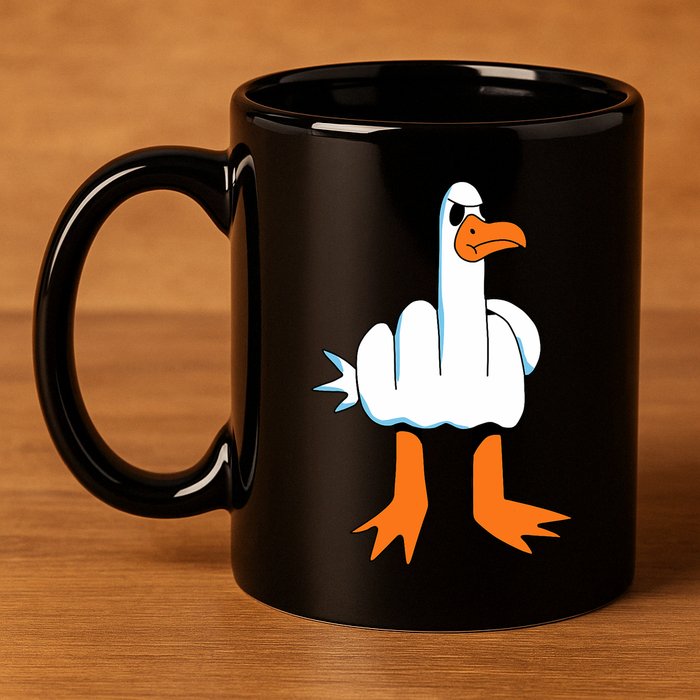 Funny Finger Of Disagree Swan 11oz C Handle Ceramic Mug