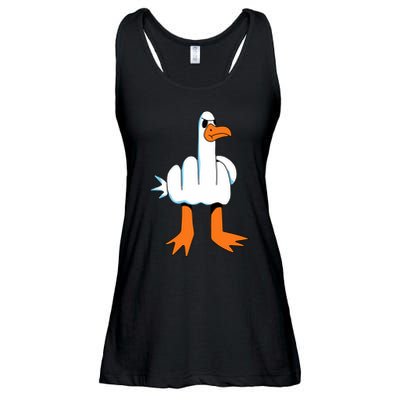 Funny Finger Of Disagree Swan Ladies Essential Flowy Tank