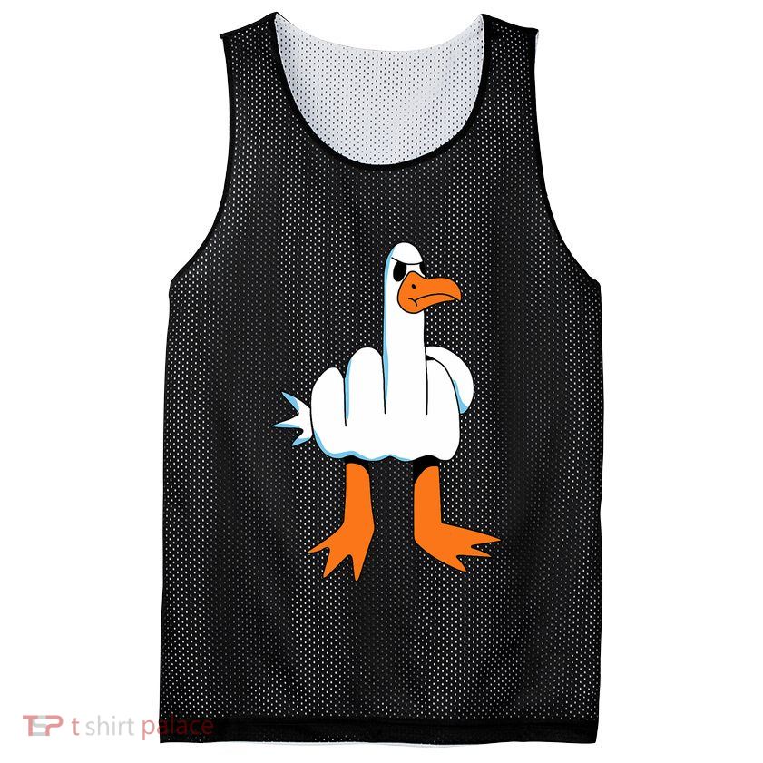 Funny Finger Of Disagree Swan Mesh Reversible Basketball Jersey Tank
