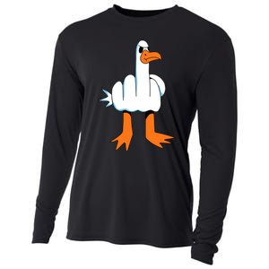 Funny Finger Of Disagree Swan Cooling Performance Long Sleeve Crew