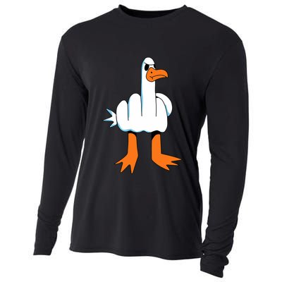 Funny Finger Of Disagree Swan Cooling Performance Long Sleeve Crew