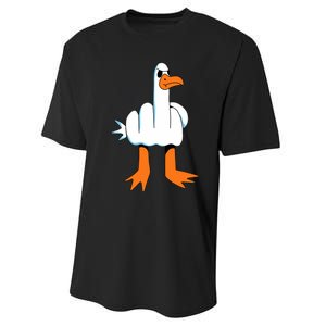 Funny Finger Of Disagree Swan Performance Sprint T-Shirt