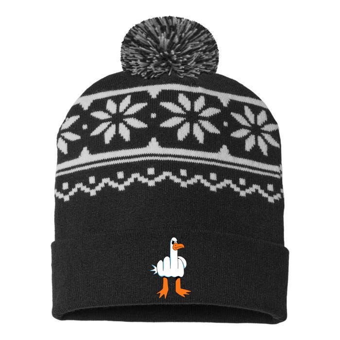 Funny Finger Of Disagree Swan USA-Made Snowflake Beanie