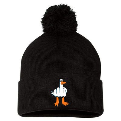 Funny Finger Of Disagree Swan Pom Pom 12in Knit Beanie