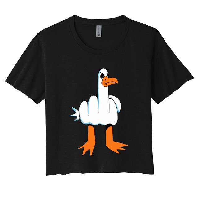 Funny Finger Of Disagree Swan Crop Top