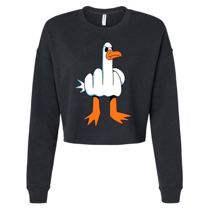 Funny Finger Of Disagree Swan Cropped Pullover Crew