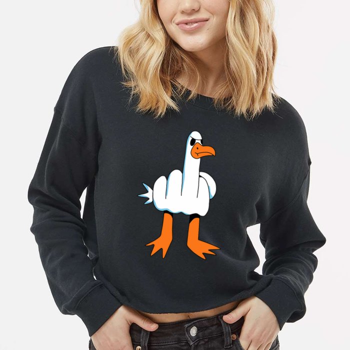 Funny Finger Of Disagree Swan Cropped Pullover Crew