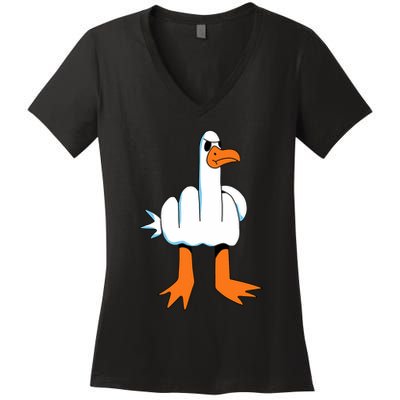 Funny Finger Of Disagree Swan Women's V-Neck T-Shirt