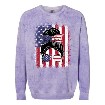 Funny Fourth Of July Patriotic American Flag 4th Of July Gift Colorblast Crewneck Sweatshirt