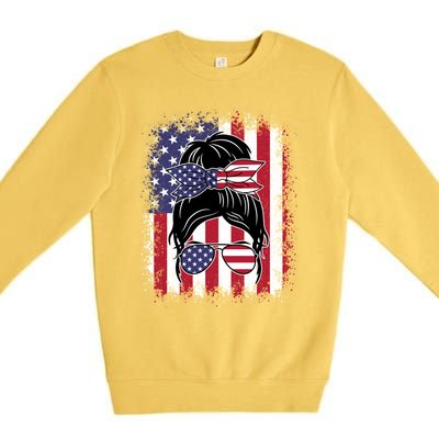 Funny Fourth Of July Patriotic American Flag 4th Of July Gift Premium Crewneck Sweatshirt