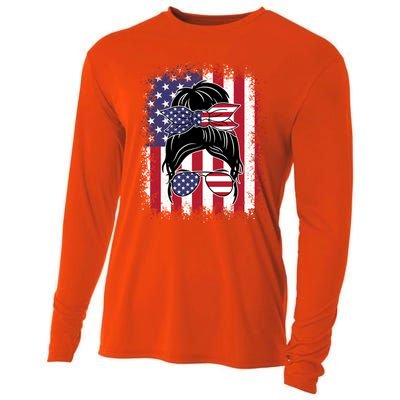 Funny Fourth Of July Patriotic American Flag 4th Of July Gift Cooling Performance Long Sleeve Crew