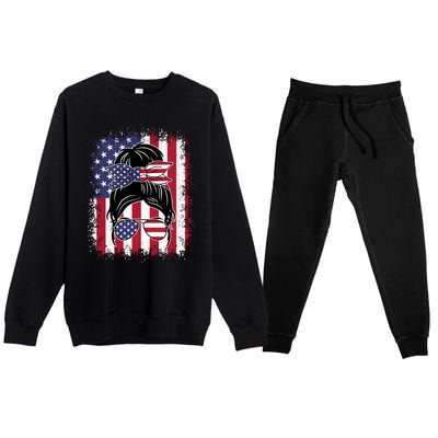 Funny Fourth Of July Patriotic American Flag 4th Of July Gift Premium Crewneck Sweatsuit Set