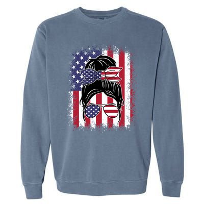 Funny Fourth Of July Patriotic American Flag 4th Of July Gift Garment-Dyed Sweatshirt