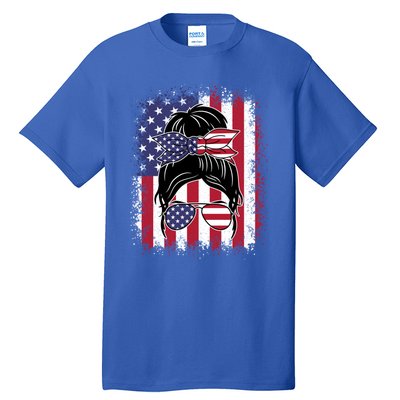 Funny Fourth Of July Patriotic American Flag 4th Of July Gift Tall T-Shirt