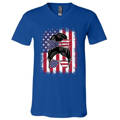 Funny Fourth Of July Patriotic American Flag 4th Of July Gift V-Neck T-Shirt