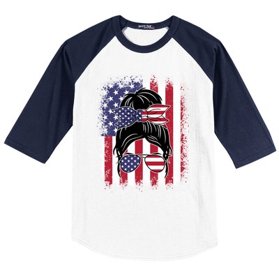 Funny Fourth Of July Patriotic American Flag 4th Of July Gift Baseball Sleeve Shirt