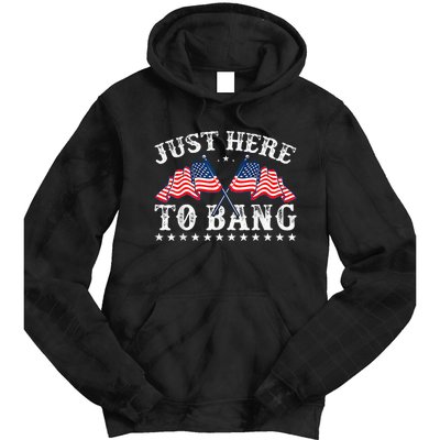 Funny Fourth Of July 4th Of July IM Just Here To Bang Tie Dye Hoodie