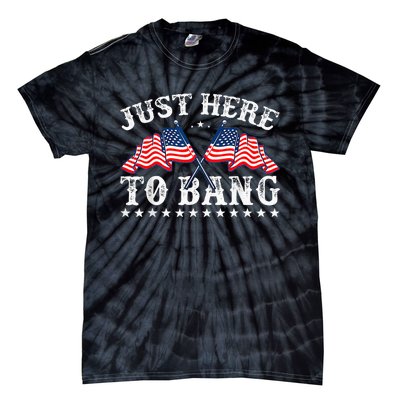 Funny Fourth Of July 4th Of July IM Just Here To Bang Tie-Dye T-Shirt