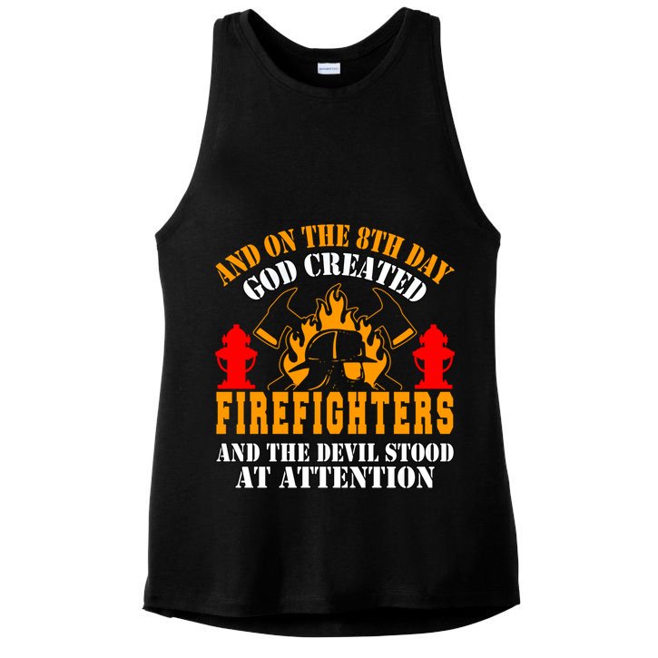 Firefighter Fire On The 8th Day God Created Firefighters Meaningful Gift Ladies PosiCharge Tri-Blend Wicking Tank