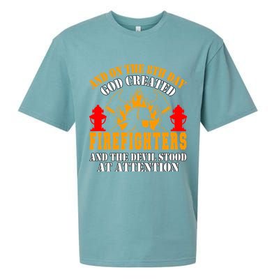 Firefighter Fire On The 8th Day God Created Firefighters Meaningful Gift Sueded Cloud Jersey T-Shirt