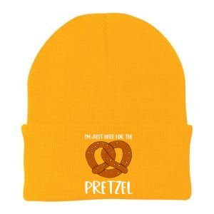 Funny Foodie Oktoberfest Im Just Here For The Pretzel Knit Cap Winter Beanie