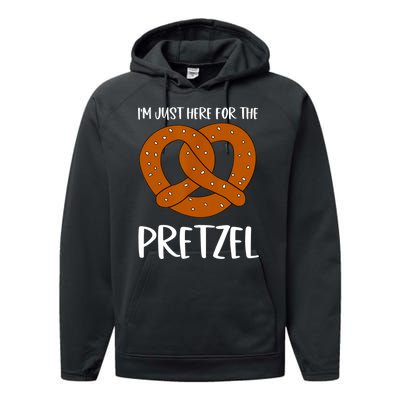 Funny Foodie Oktoberfest Im Just Here For The Pretzel Performance Fleece Hoodie