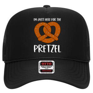 Funny Foodie Oktoberfest Im Just Here For The Pretzel High Crown Mesh Back Trucker Hat