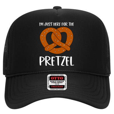 Funny Foodie Oktoberfest Im Just Here For The Pretzel High Crown Mesh Back Trucker Hat