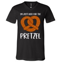 Funny Foodie Oktoberfest Im Just Here For The Pretzel V-Neck T-Shirt