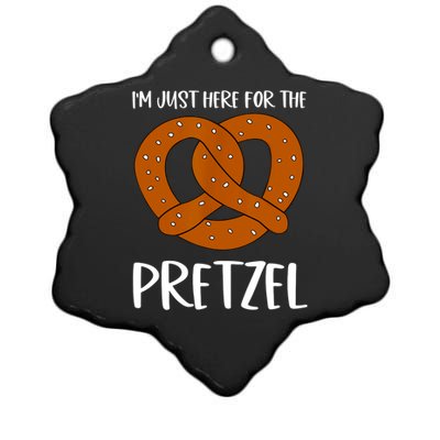 Funny Foodie Oktoberfest Im Just Here For The Pretzel Ceramic Star Ornament