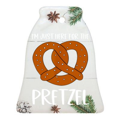 Funny Foodie Oktoberfest Im Just Here For The Pretzel Ceramic Bell Ornament