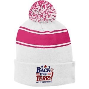 Funny Fourth Of July Back It Up Terry Put It In Reverse Stripe Pom Pom Beanie