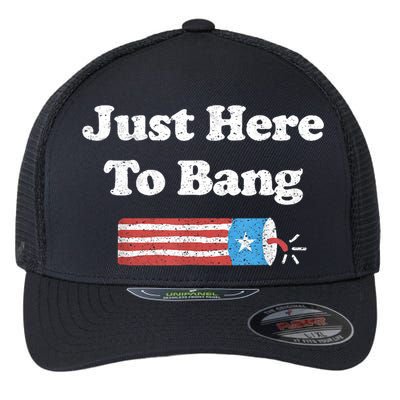 Funny Fourth Of July 4th Of July I'm Just Here To Bang Flexfit Unipanel Trucker Cap
