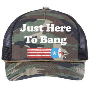 Funny Fourth Of July 4th Of July I'm Just Here To Bang Retro Rope Trucker Hat Cap