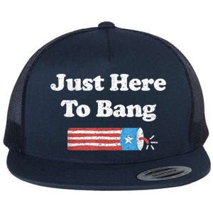 Funny Fourth Of July 4th Of July I'm Just Here To Bang Flat Bill Trucker Hat