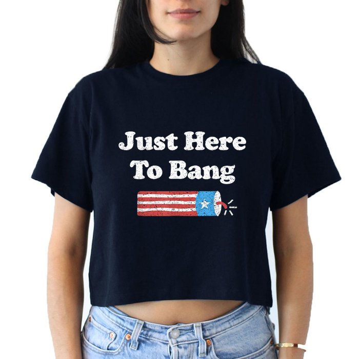 Funny Fourth Of July 4th Of July I'm Just Here To Bang Crop Top