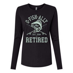 Funny Fishing Ofishally Retired Est 2024 Womens Cotton Relaxed Long Sleeve T-Shirt