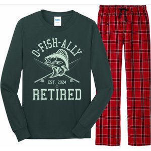 Funny Fishing Ofishally Retired Est 2024 Long Sleeve Pajama Set