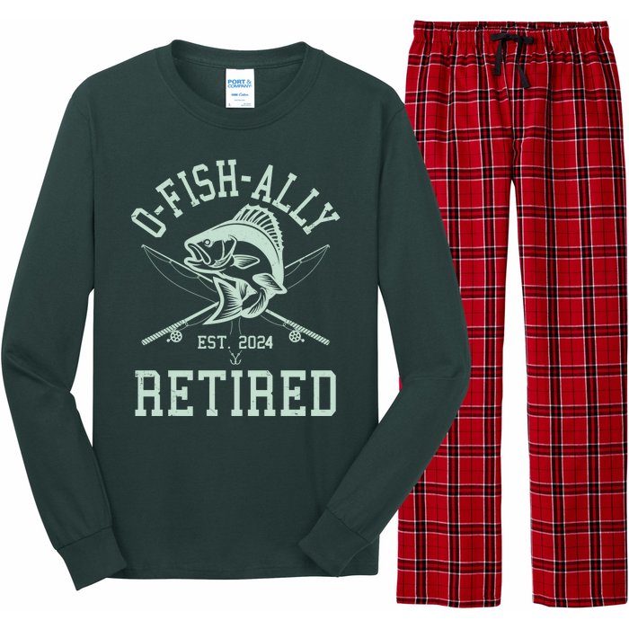 Funny Fishing Ofishally Retired Est 2024 Long Sleeve Pajama Set