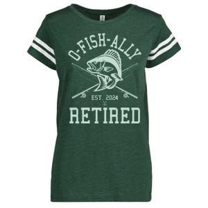 Funny Fishing Ofishally Retired Est 2024 Enza Ladies Jersey Football T-Shirt