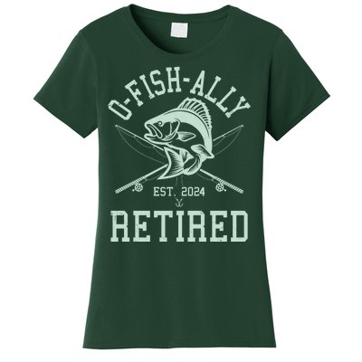 Funny Fishing Ofishally Retired Est 2024 Women's T-Shirt