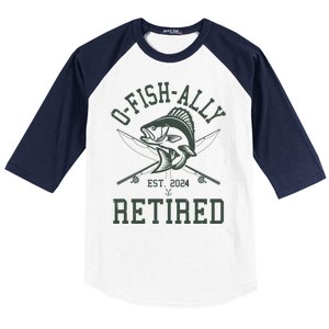 Funny Fishing Ofishally Retired Est 2024 Baseball Sleeve Shirt