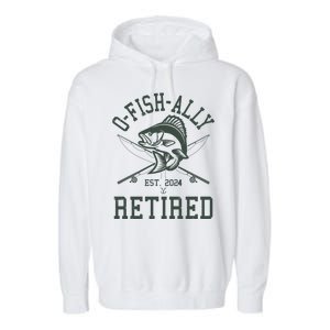 Funny Fishing Ofishally Retired Est 2024 Garment-Dyed Fleece Hoodie