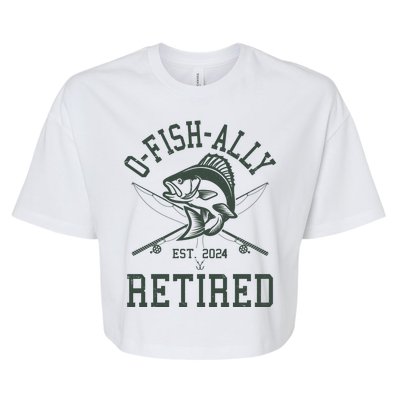 Funny Fishing Ofishally Retired Est 2024 Bella+Canvas Jersey Crop Tee