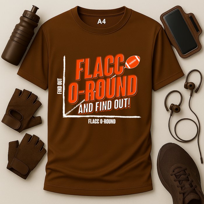 Funny Flacc O Round And Find Out Football Fan Cooling Performance Crew T-Shirt