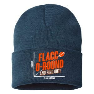 Funny Flacc O Round And Find Out Football Fan Sustainable Knit Beanie