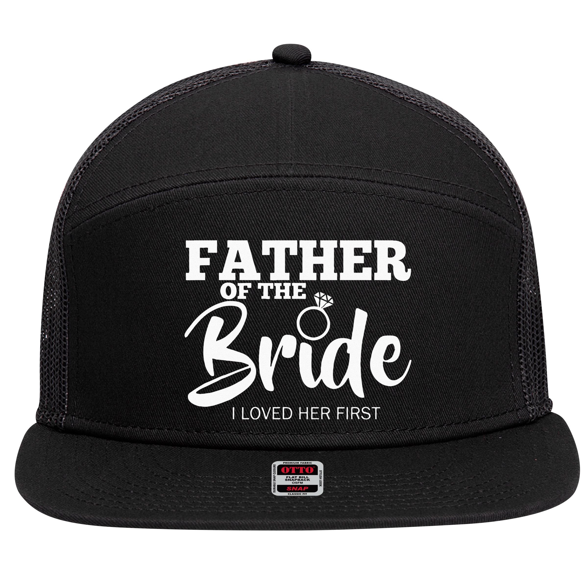 Funny Father Of The Bride Fatherly Love Dad 7 Panel Mesh Trucker Snapback Hat