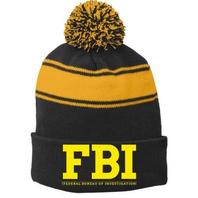 Fbi Federal Office For Investigation Officers Stripe Pom Pom Beanie